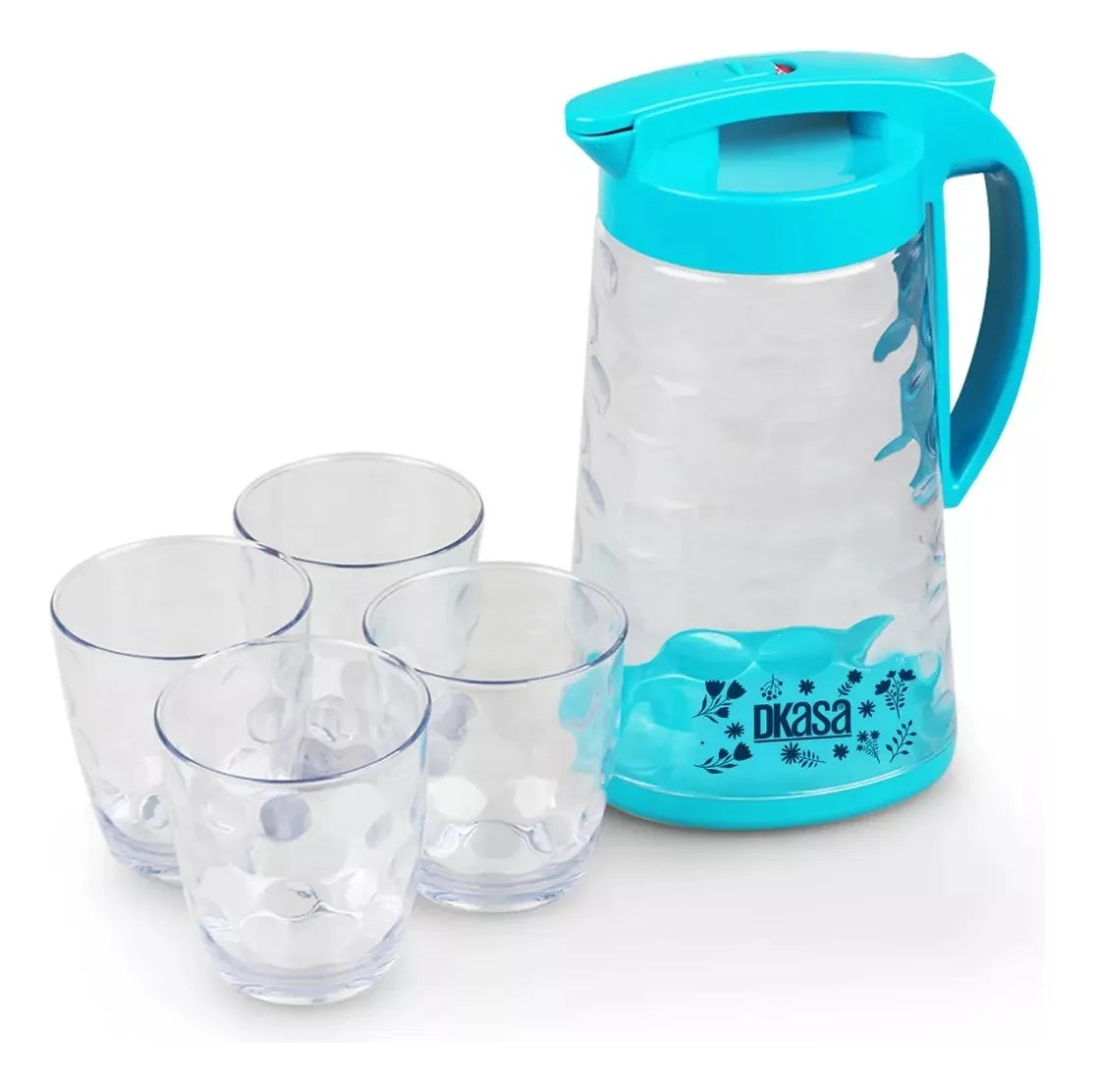 Set Jarra Y 4 Vasos Azul Plastic Color 1.8 Litros
