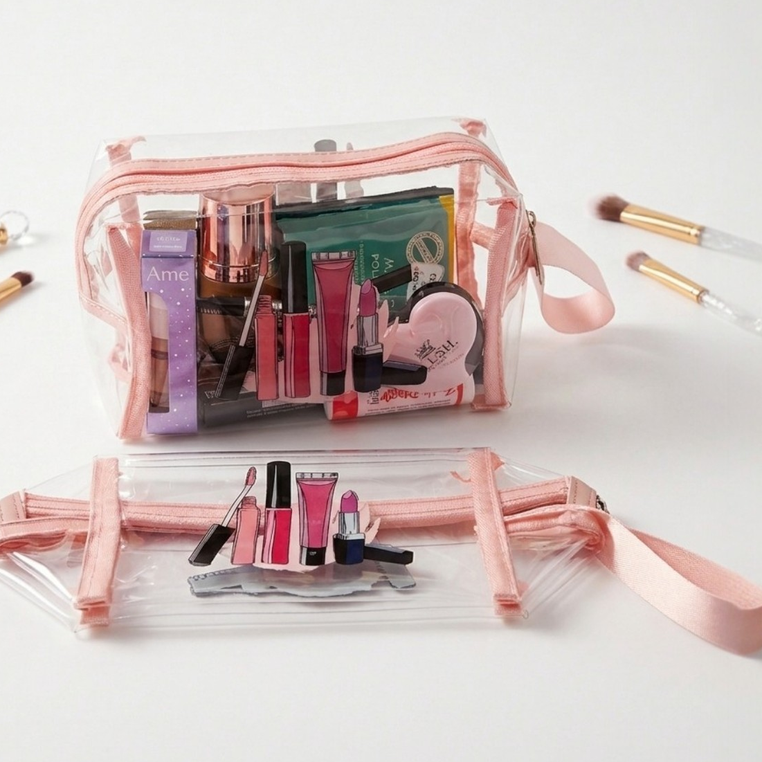 Cosmetiquera transparente para tu maquillaje