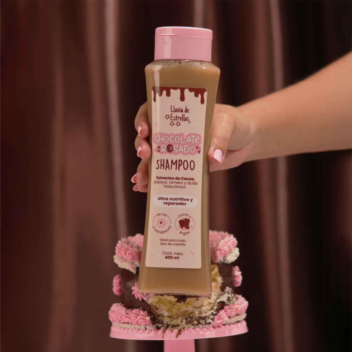 SHAMPOO CHOCOLATE ROSADO LLUVIA DE ESTRELLAS 💫