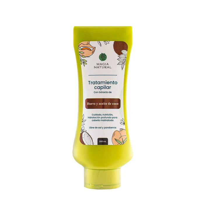 Tratamiento capilar con extracto de huevo y aceite de coco Magia Natural