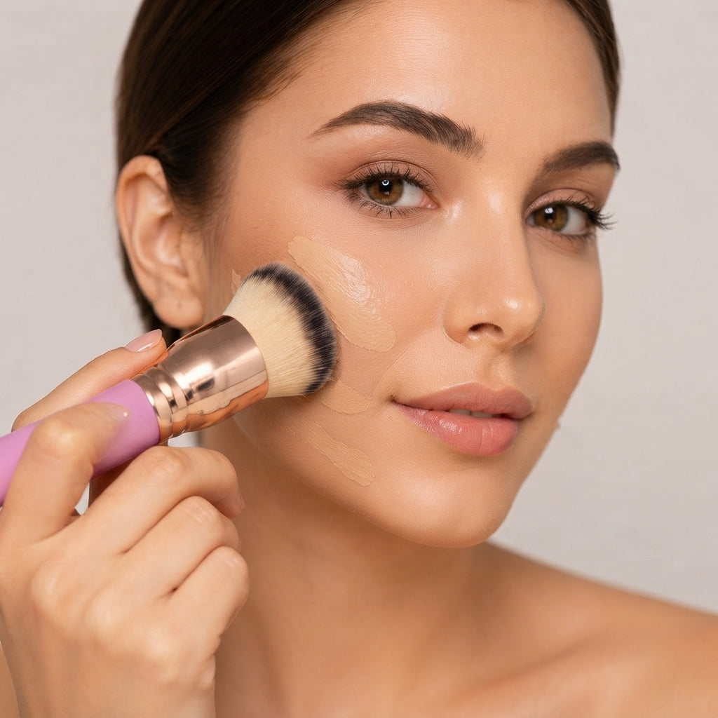 Brocha duo para base y contorno Alma Beauty