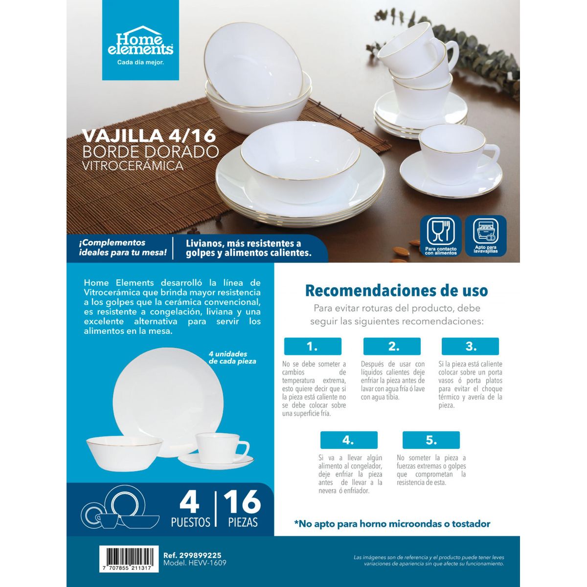 Vajilla Borde Dorado home Elements