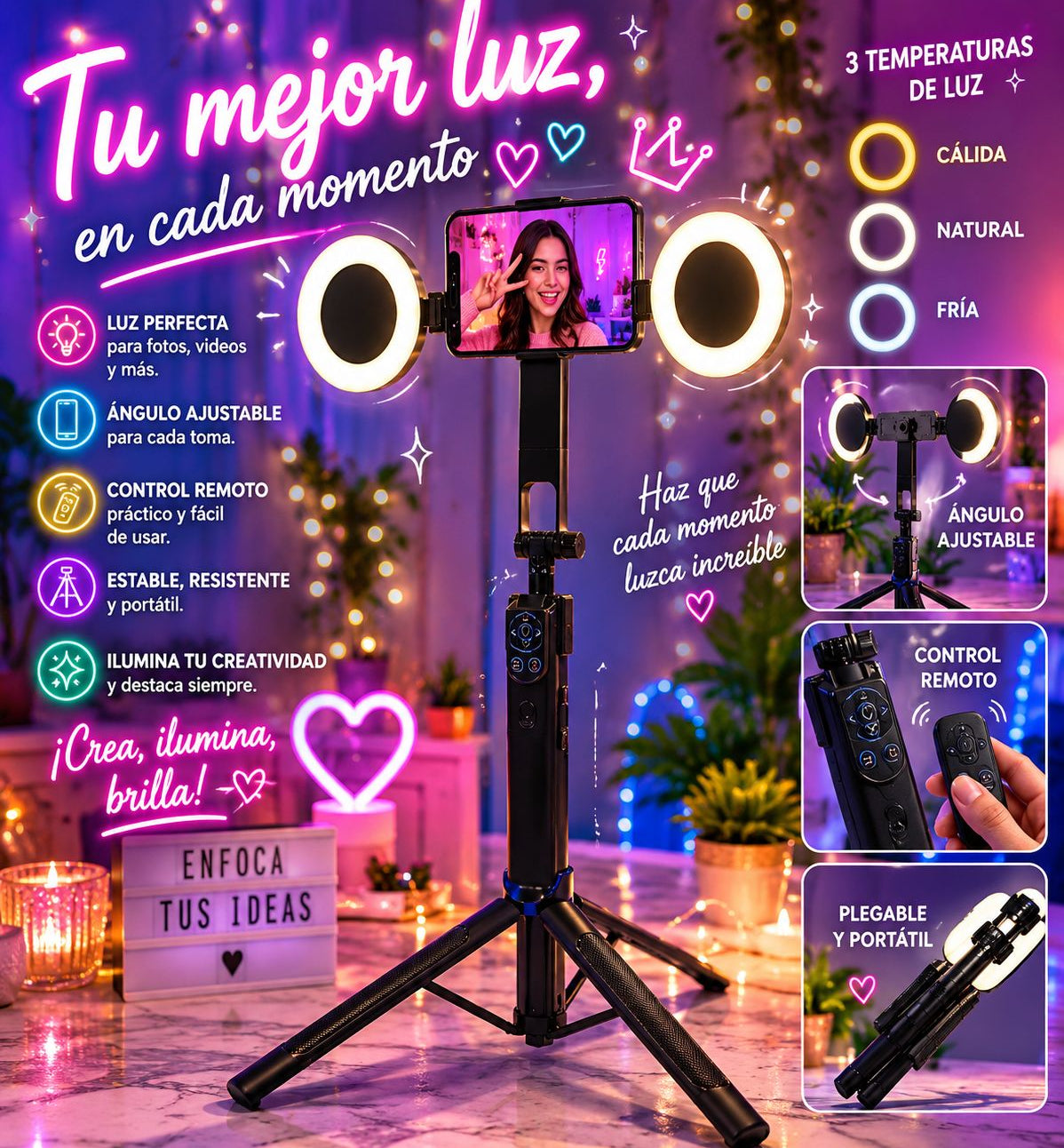 ARO DE LUZ PROFESIONAL CON TRIPODE
