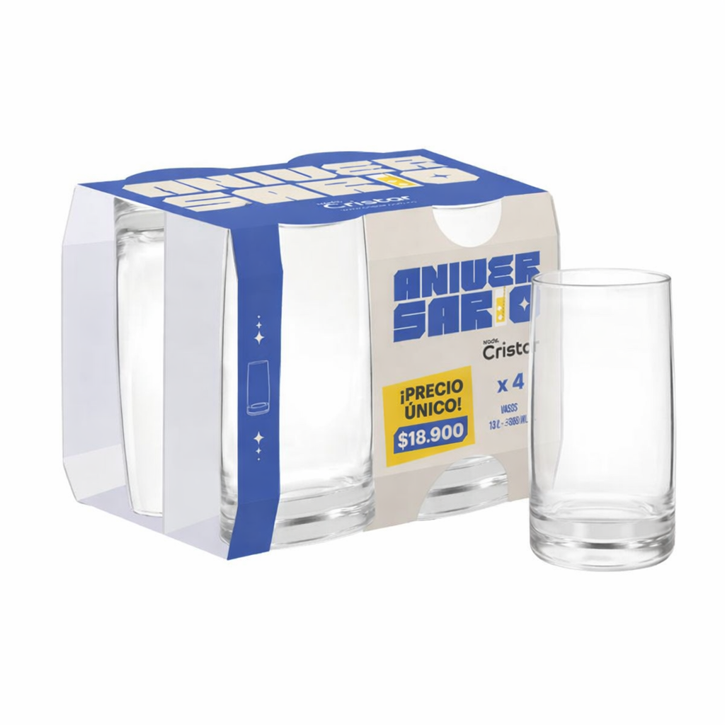Set de 4 vasos cristal 388 ML