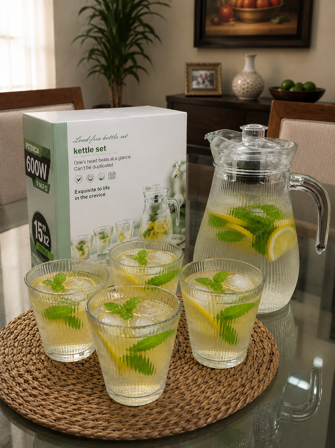 Set de jarra x 4 vasos