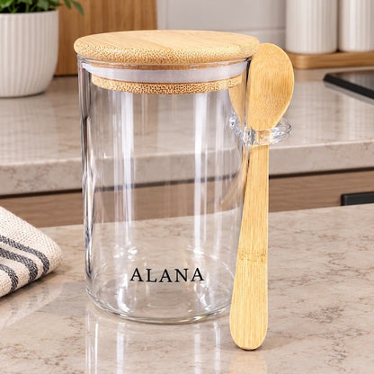 Recipiente de vidrio con tapa de bambú Alana 210ml