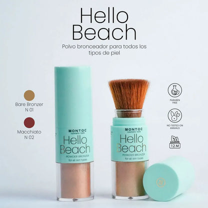 Barra bronzer hello beach polvo bronceador montoc