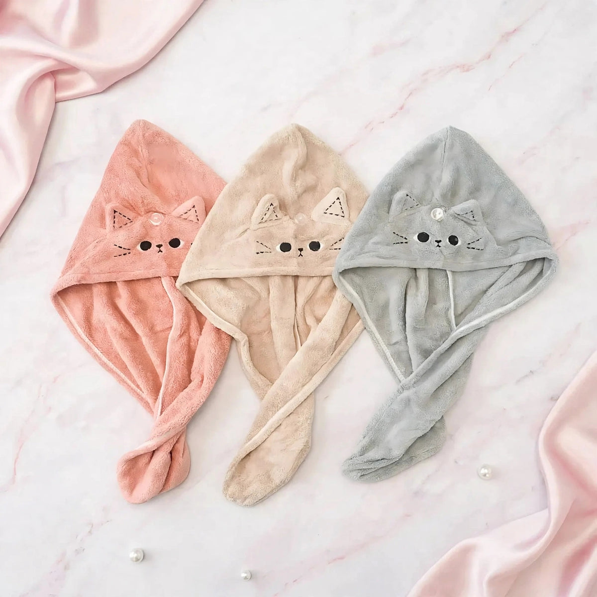 Toalla para cabello de gatito