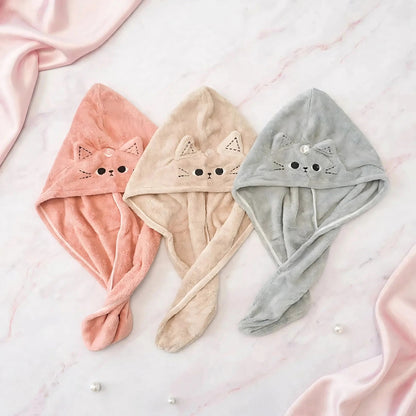 Toalla para cabello de gatito