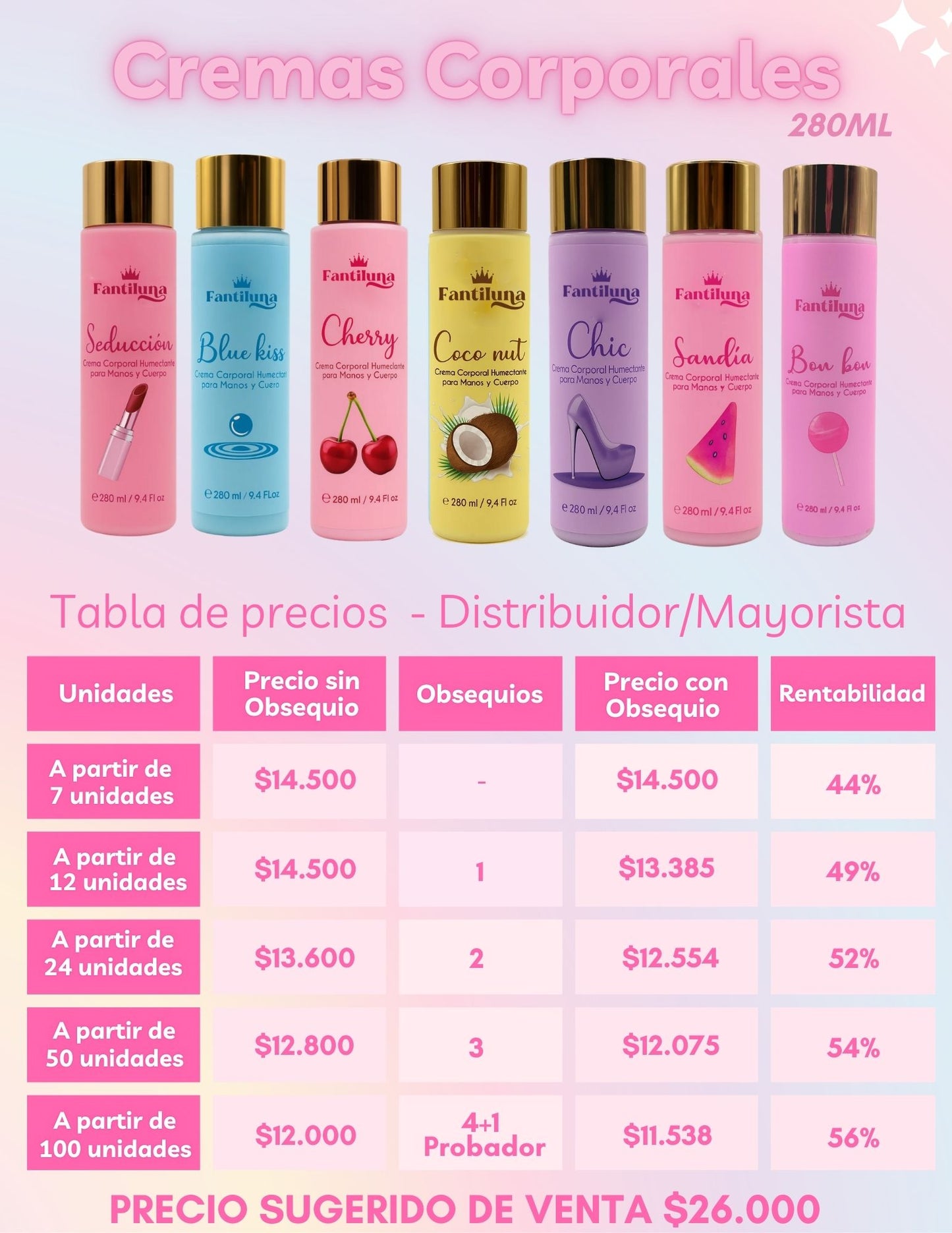 Cremas Corporales al por mayor 280ml