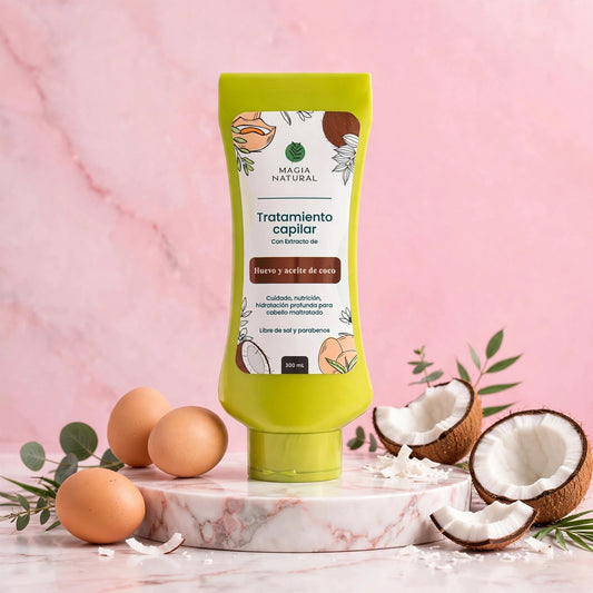 Tratamiento capilar con extracto de huevo y aceite de coco Magia Natural