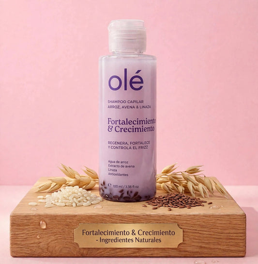 Mini Shampoo capilar Arroz ,avena &Linaza  fortalecimiento & crecimiento olé