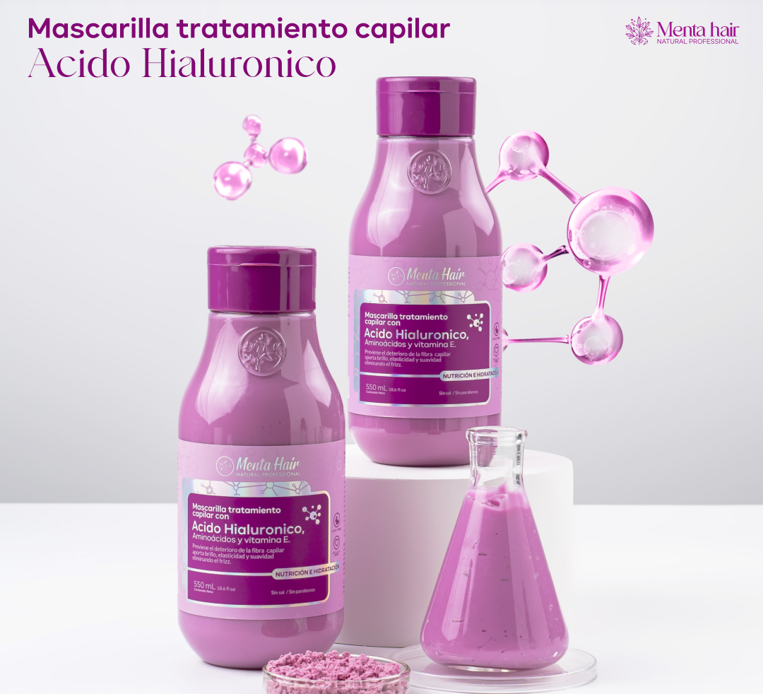 Mascarilla Tratamiento Capilar Con Acido Hialuronico Menta Hair 550 ML