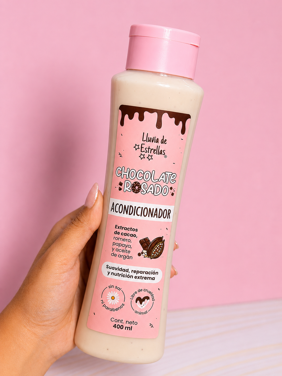 Acondicionador de chocolate rosado lluvia de estrellas 💫