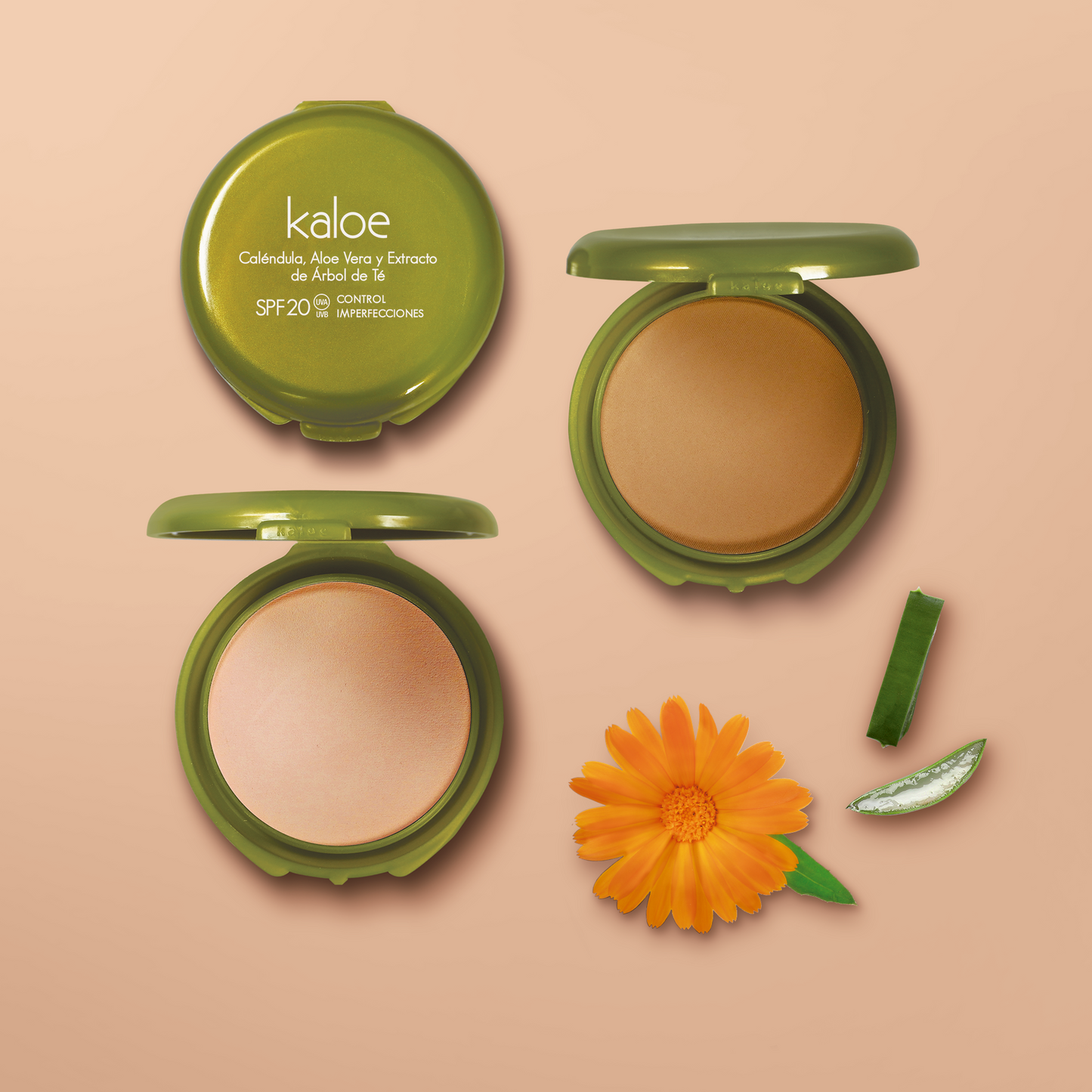 POLVO COMPACTO CONTROL IMPERFECION KALOE  ESTRACTO DE ARBOL DE TĖ  ANA MARÍA