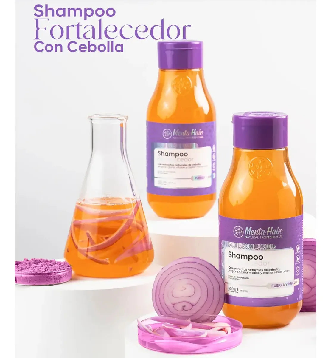 Shampoo Cebolla, Jengibre Y Ajo 550 ml  Menta Hair