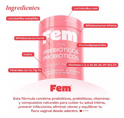 PROBIÓTICOS VAGINALES PARA MUJERES ×60 MASTICABLES FEM