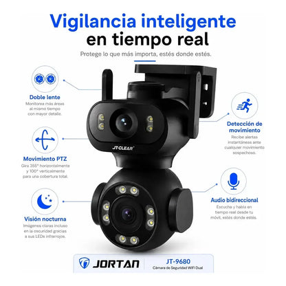 Cámara Seguridad Wifi Doble Lente Ia Jortan Jt-9680 Ptz