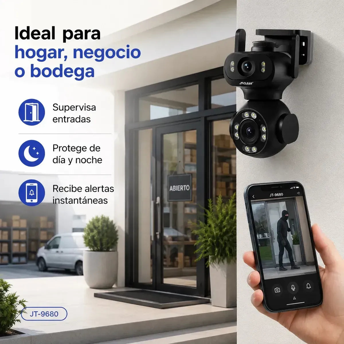 Cámara Seguridad Wifi Doble Lente Ia Jortan Jt-9680 Ptz