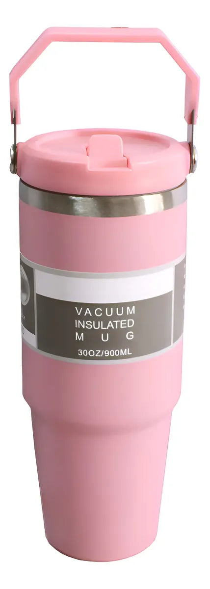 Termo Térmico k16-4  Acero Inoxidable Con Manija 900ml Color Rosa