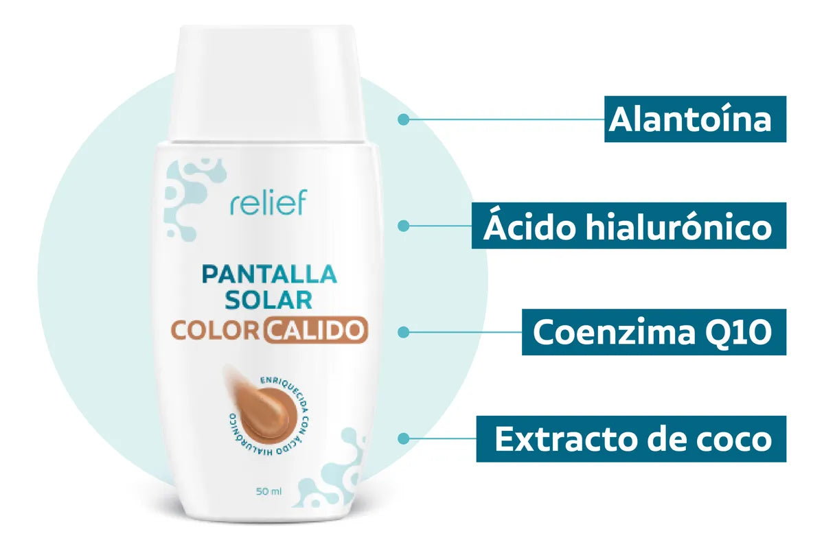 Pantalla solar color claro relief