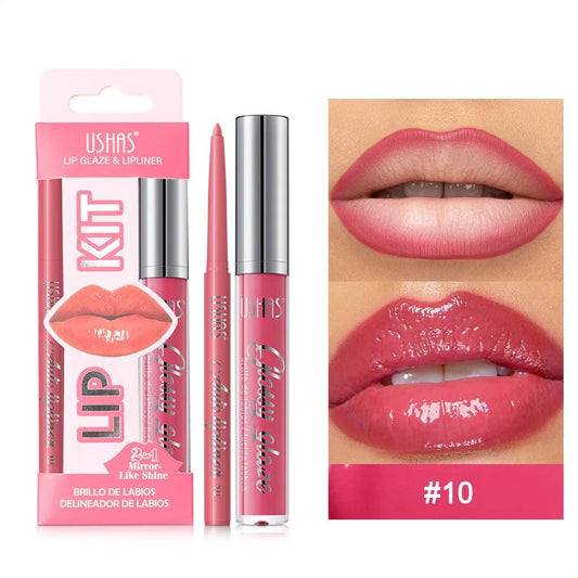 Brillo De Labios lip Glaze + Lip Liner,  2 en 1 ushas