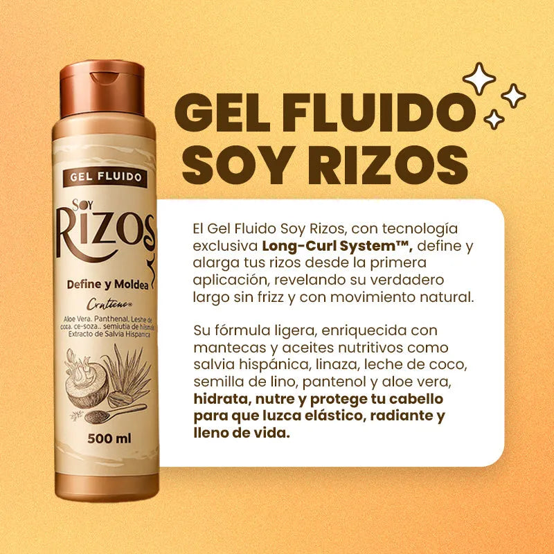 Gel Fluido - rizos  Definición Control Y Brillo 500 ML soy rizos