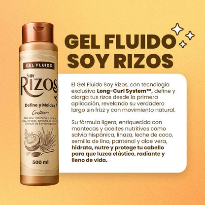Gel Fluido - rizos  Definición Control Y Brillo 500 ML soy rizos