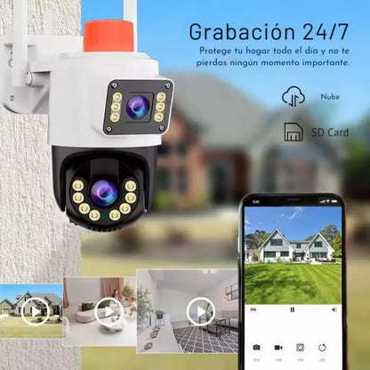 Cámara Seguridad Exterior Wifi 4mp Doble Lente Visión Noctur Jk-9697AL
