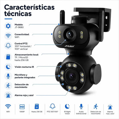 Cámara Seguridad Wifi Doble Lente Ia Jortan Jt-9680 Ptz