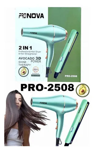 Combo Secador + Plancha Aguacate ProNova 2 en 1