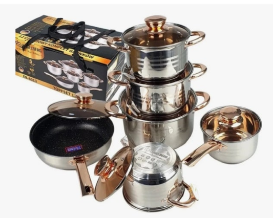 batería de ollas 12 piezas acero inoxidable EB-8013