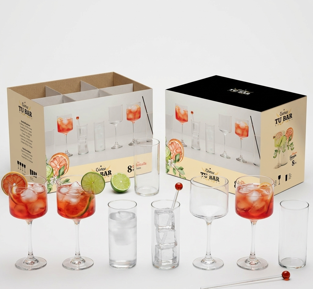Set de copas + vasos Tu bar cristar
