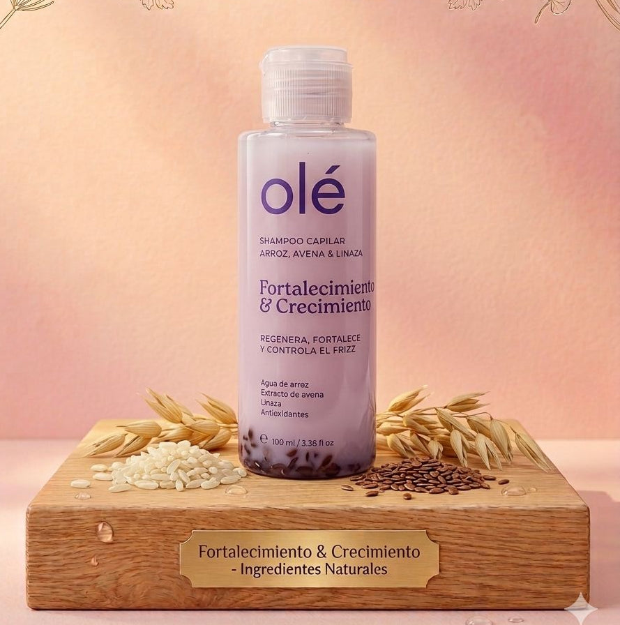 Mini Shampoo capilar Arroz ,avena &Linaza  fortalecimiento & crecimiento olé