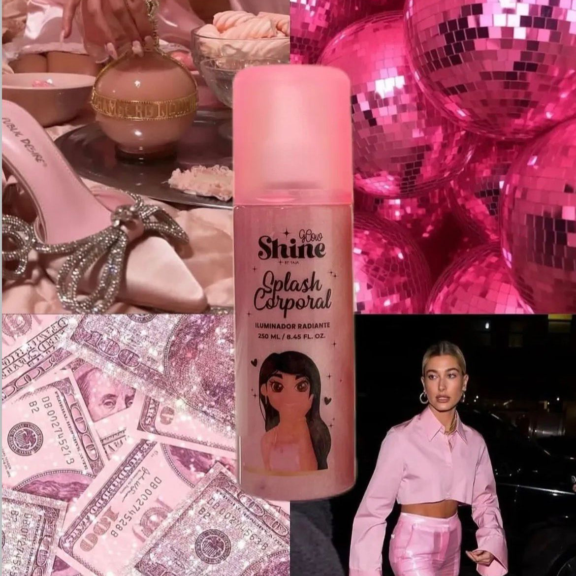 SPLASH CORPORAL ROSADO  250 ML GLOW SHINE BY YAJA
