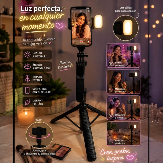 TRIPODE MEDIANO ESTABLE CON LUZ LED
