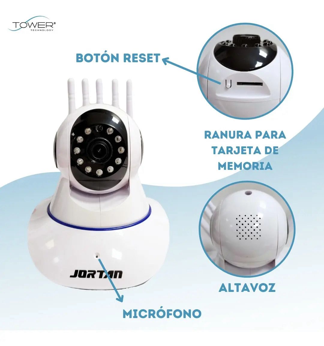 CAMARA DE SEGURIDAD IP WIFI INALAMBRICA HD 360 ° PANORAMICA JORTAN