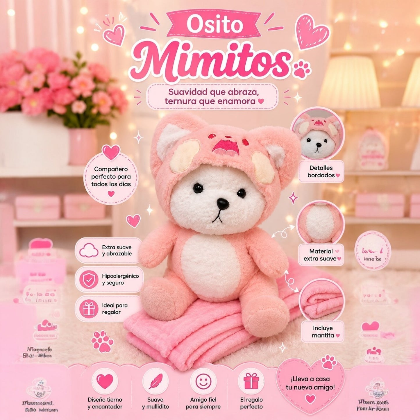 PELUCHE CON COBIJA MIMITOS🐻