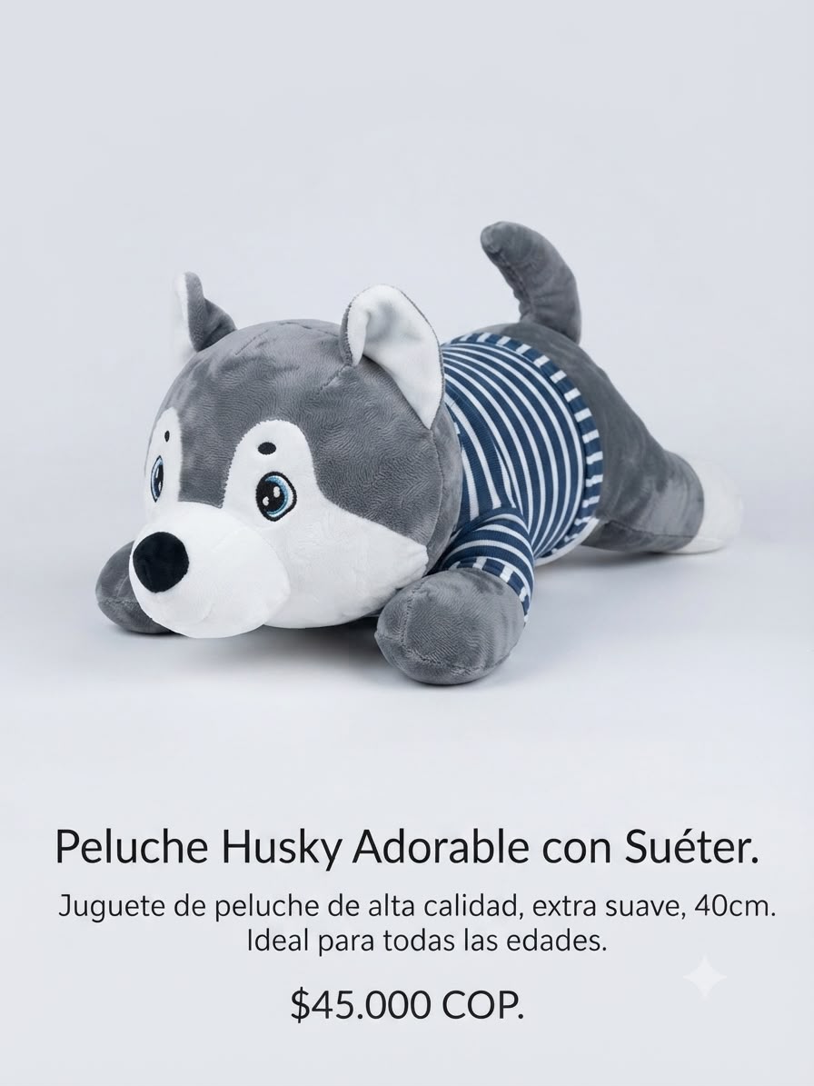 PELUCHE CON COBIJA HUSKY CON SUETER