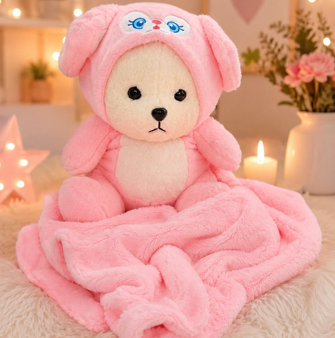 PELUCHE CON COBIJA CAPUCHA GATO