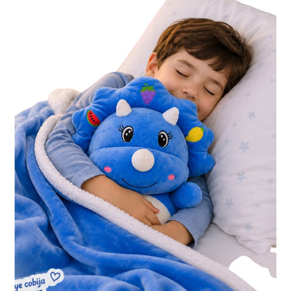PELUCHE CON COBIJA TRICERATOPS-DINOSAURIO🦖