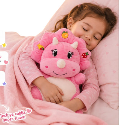 PELUCHE CON COBIJA TRICERATOPS-DINOSAURIO🦖