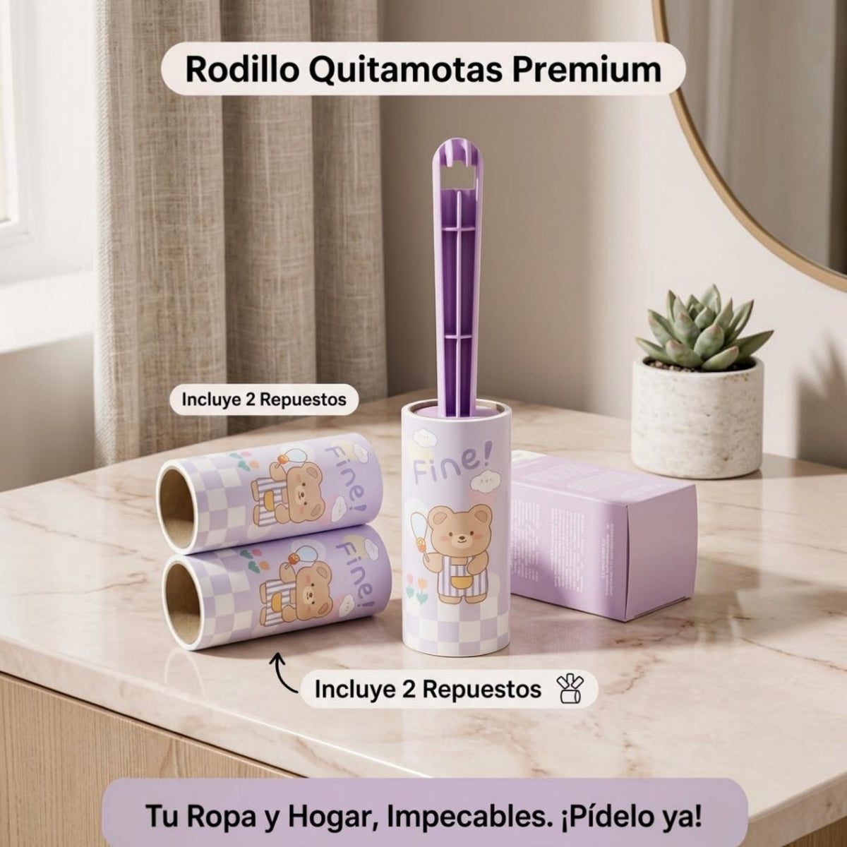 Rodillo quita motas  con 2 repuestos 320-63