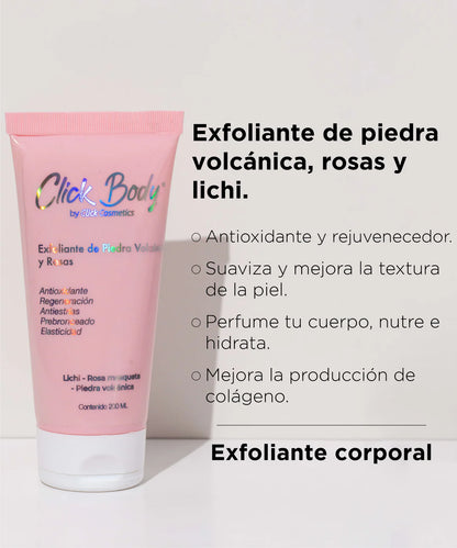 Exfoliante de piedra volcánica y Rosas