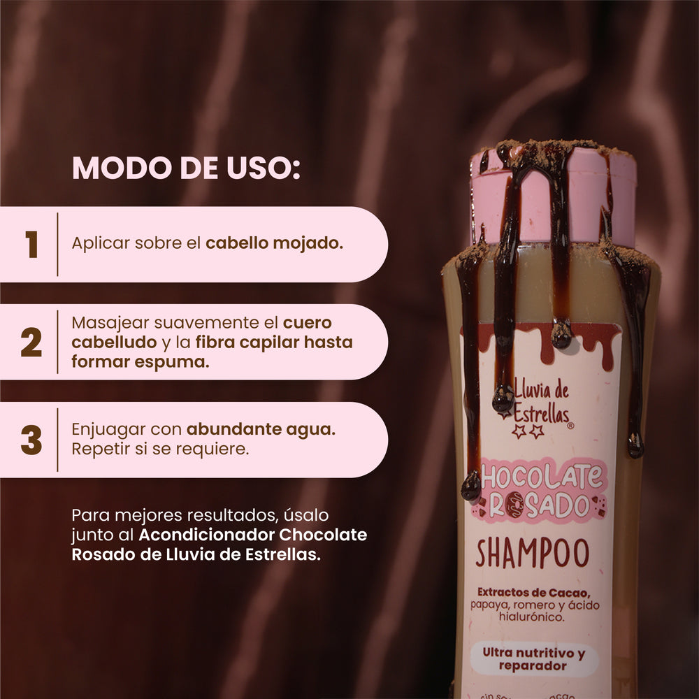 SHAMPOO CHOCOLATE ROSADO LLUVIA DE ESTRELLAS 💫