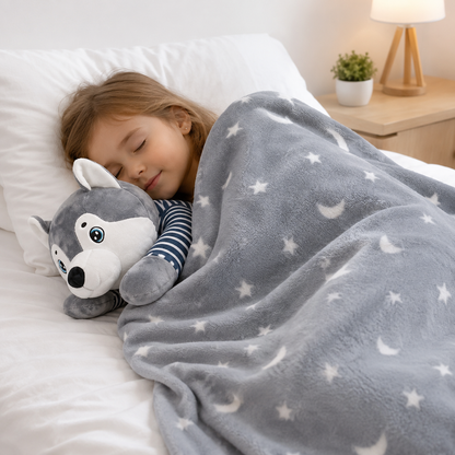 PELUCHE CON COBIJA HUSKY CON SUETER