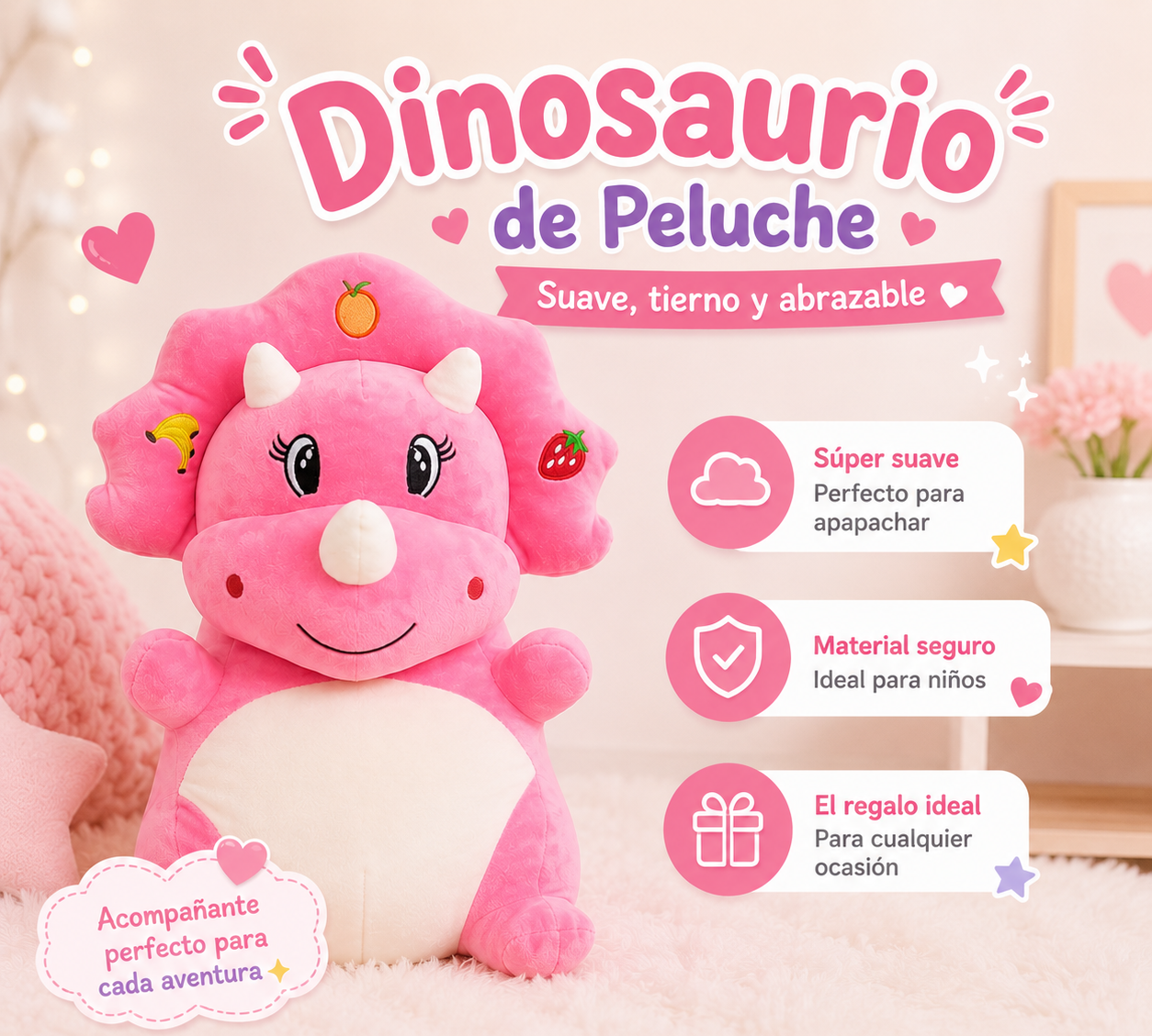 PELUCHE CON COBIJA TRICERATOPS-DINOSAURIO🦖
