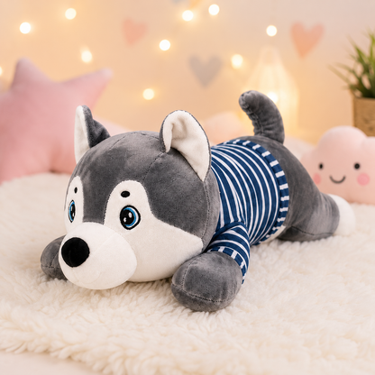 PELUCHE CON COBIJA HUSKY CON SUETER
