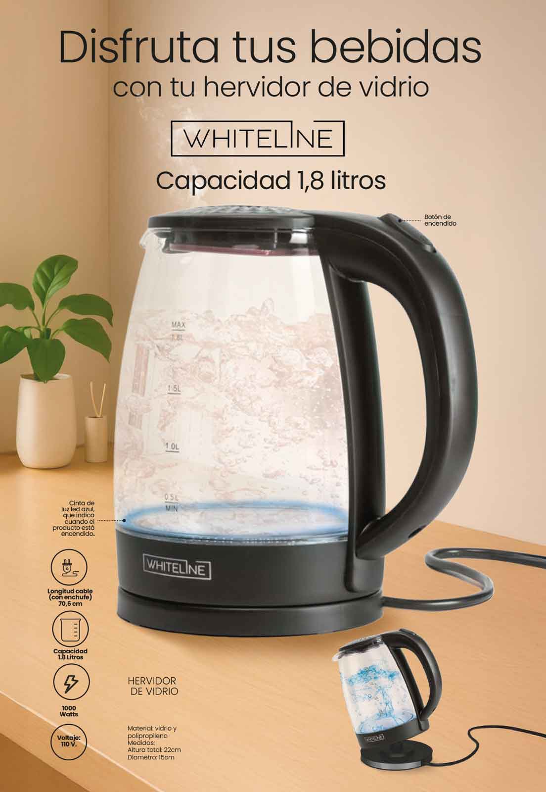 Hervidor de vidrio Whiteline