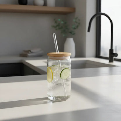 Vasos con pitillo de vidrio ALANA 550ml